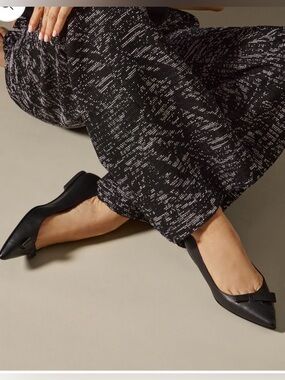 Sarah Flint Natalie Black Leather Flat Bow 37 Preppy Pointed Tow Made In Italy